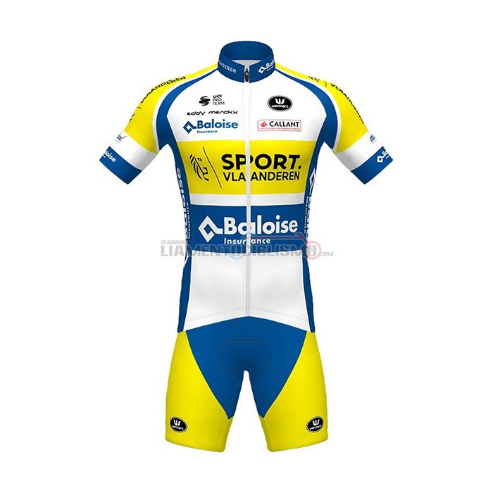 Abbigliamento Ciclismo Sport Vlaanderen-Baloise Manica Corta2021Blu Bianco Giallo